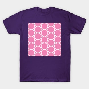 Simple Pattern - White Circles, Pink Background T-Shirt